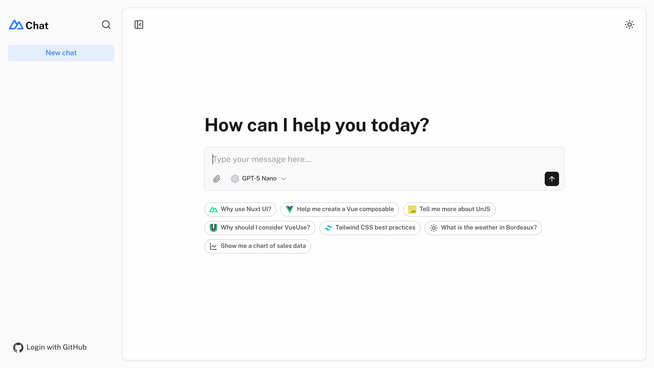 Template Chat screenshot